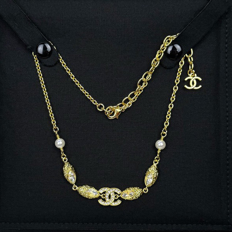 18K  Chanel 26C Crystal Gold Necklace