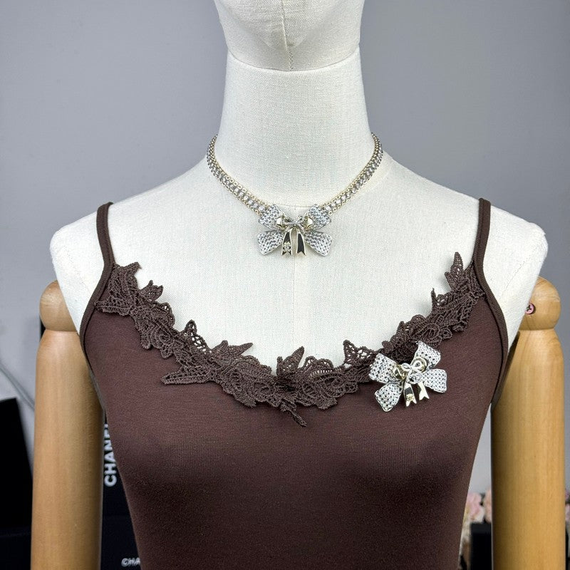 18K  Chanel 25K Bow Tie Choker Necklace